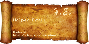 Holper Ervin névjegykártya